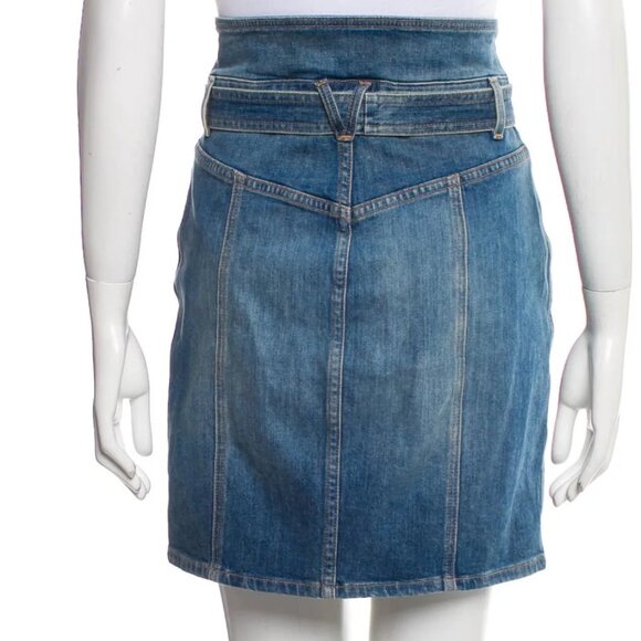 Veronica‎ Veronica Beard Denim Mini Skirt Faded Wash Baw Belt - Picture 2 of 16